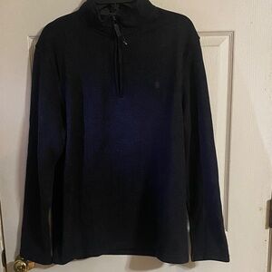 NWT New IZOD Mens Charcoal Gray Black Quarter-Zip Sweater L LARGE SOFT COZY